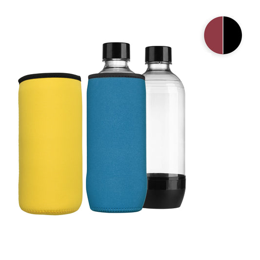 kwmobile 2x Schutzhülle kompatibel mit SodaStream Glasflasche - Neopren Hülle - Flaschen Kühler für Wasser Karaffe in Hellblau Gelb Hellblau  [dsg02]