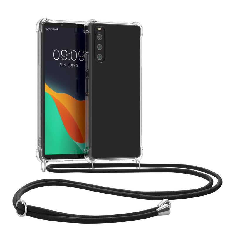 kwmobile Necklace Case kompatibel mit Sony Xperia 10 IV Hülle - Silikon Cover mit Handykette - Band Handyhülle Transparent Transparent  