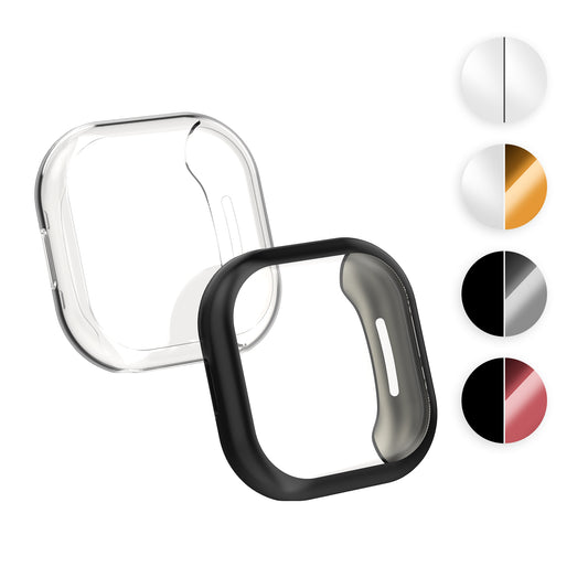 kwmobile 2x Schutzhülle kompatibel mit Fitbit Versa 4 / Sense 2 Hülle - Fullbody Cover Set aus Silikon - Schwarz Silber Schwarz  [dsg04]
