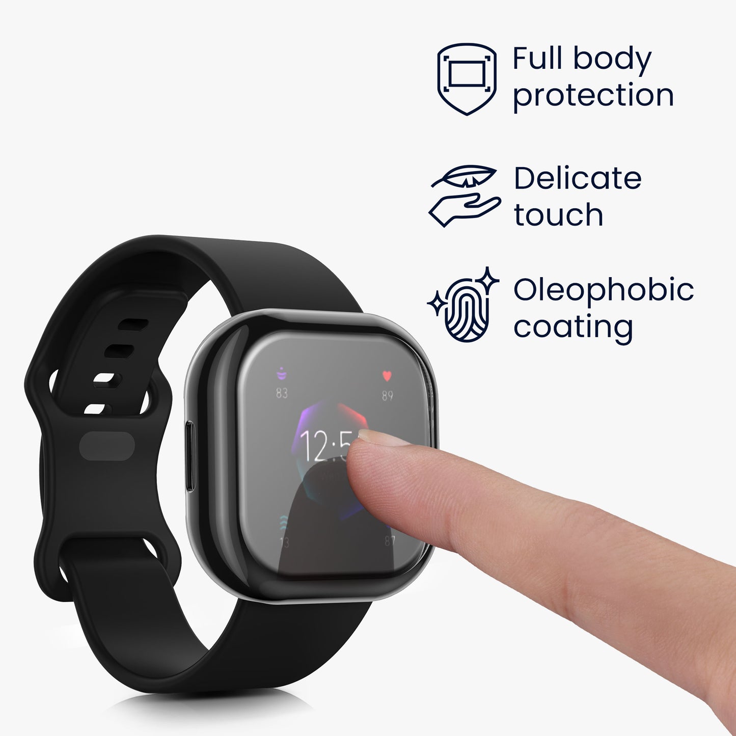 kwmobile Silikon Hülle für Fitbit Versa 4 / Sense 2 Schutzhülle Fullbody Display Cover Set