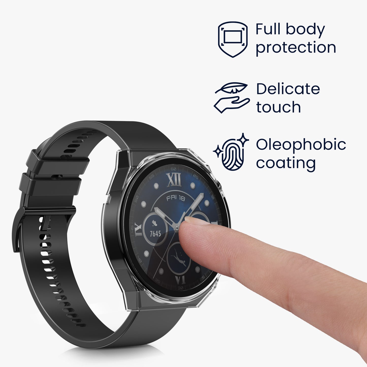 kwmobile 2x Glas Hülle für Huawei Watch GT3 Pro (46mm) Schutzhülle - Fullbody Fitnesstracker Case Set aus Glas