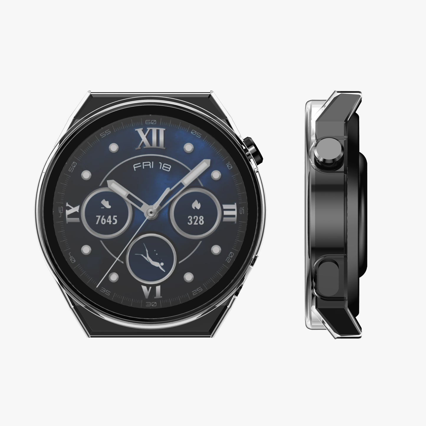kwmobile 2x Glas Hülle für Huawei Watch GT3 Pro (46mm) Schutzhülle - Fullbody Fitnesstracker Case Set aus Glas