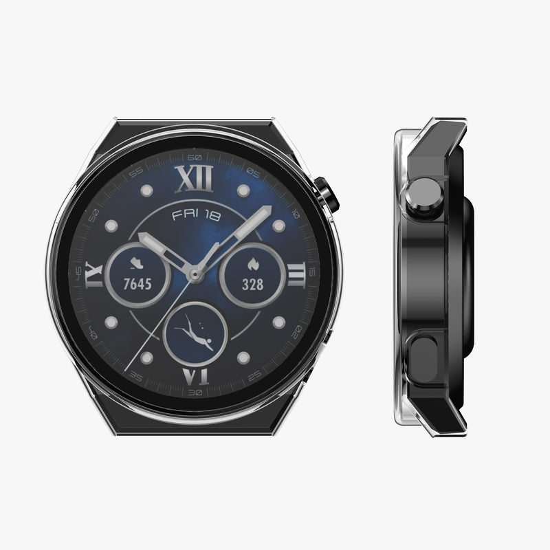kwmobile 2x Glas Hülle für Huawei Watch GT3 Pro (46mm) Schutzhülle - Fullbody Fitnesstracker Case Set aus Glas