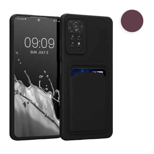 kwmobile Handyhülle kompatibel mit Xiaomi Redmi Note 11 Pro / Note 11 Pro (5G) / Note 12 Pro (4G) Hülle - Handy Cover mit Fach für Karten - in Schwarz matt Schwarz matt  