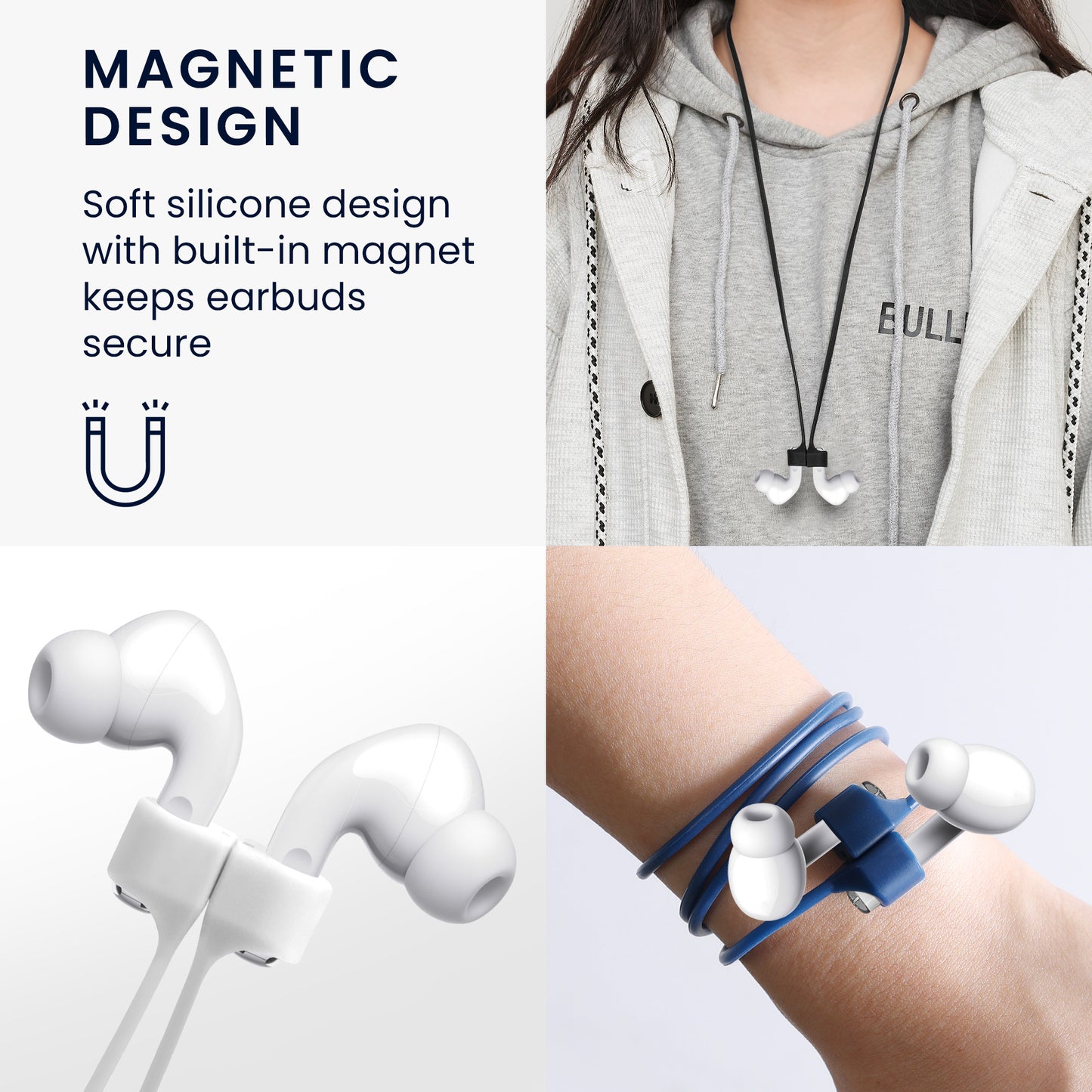kwmobile Halteband Set magnetisch kompatibel mit Apple Airpods 1 / 2 / 3 / Pro 1 / Pro 2 Headphones