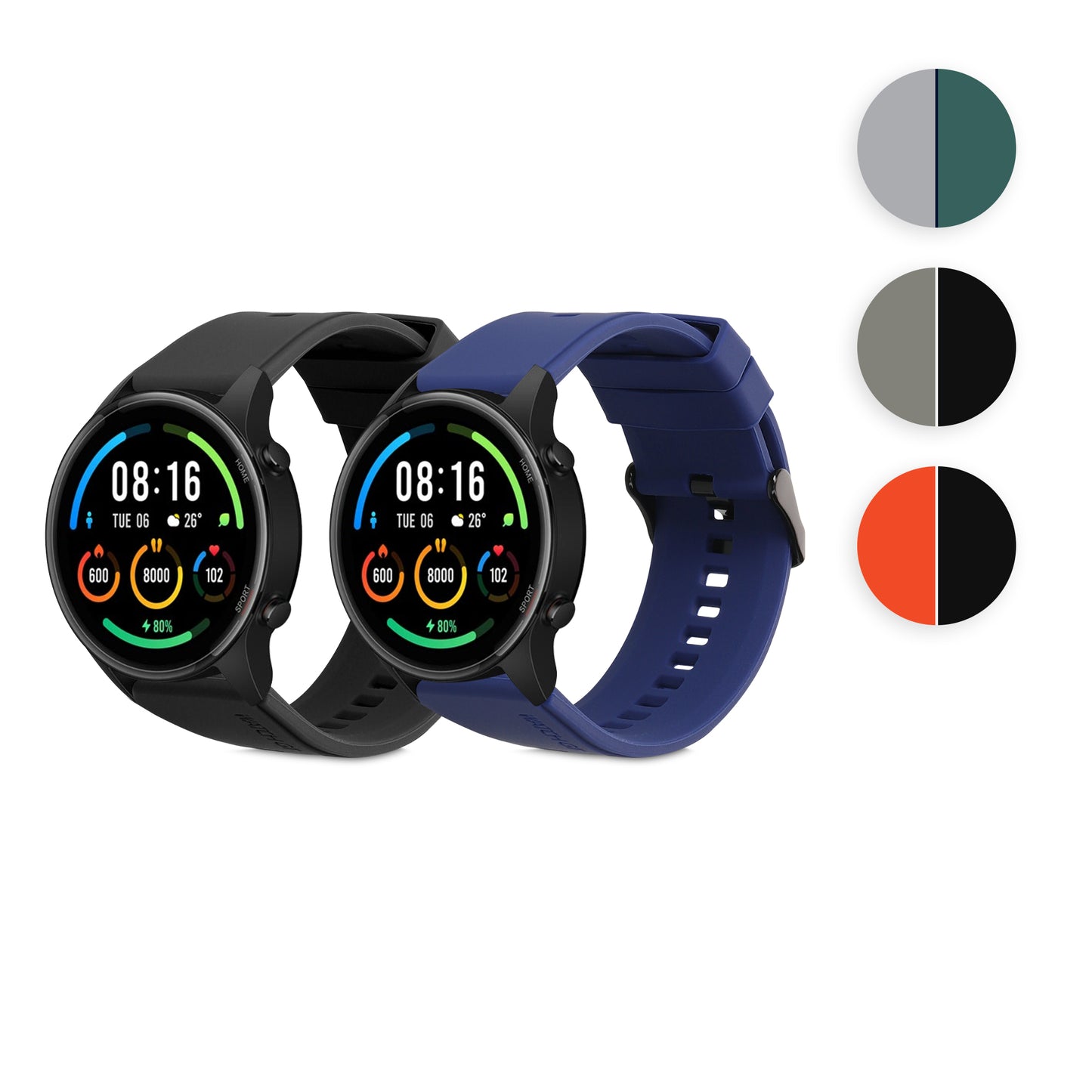 kwmobile 2x Uhrenarmband für Xiaomi Mi Watch Color Sport / S1 Active Armband - Fitnesstracker Band Set aus TPU Silikon - Ersatzarmband Smartwatch - Schwarz Schwarz Schwarz  [dsg05]