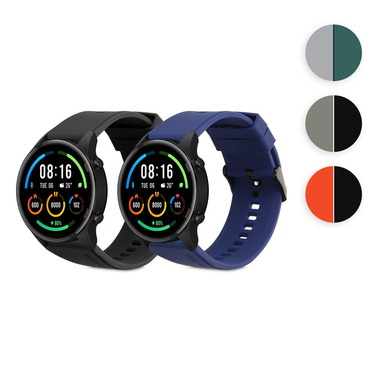 kwmobile 2x Uhrenarmband für Xiaomi Mi Watch Color Sport / S1 Active Armband - Fitnesstracker Band Set aus TPU Silikon - Ersatzarmband Smartwatch - Schwarz Schwarz Schwarz  [dsg05]