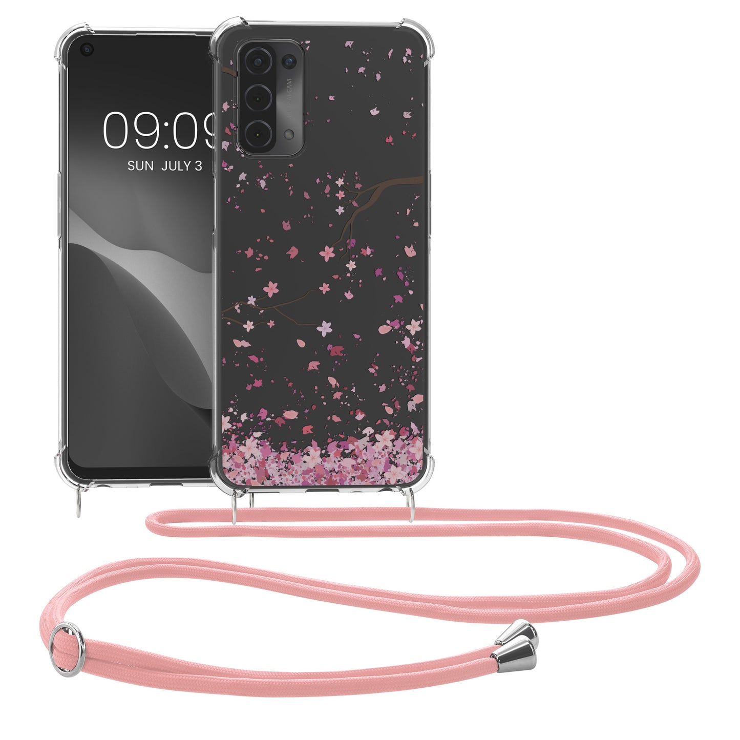 kwmobile Necklace Case kompatibel mit Oppo A74 (5G) / A54 (5G) Hülle Silikon Cover mit Handykette