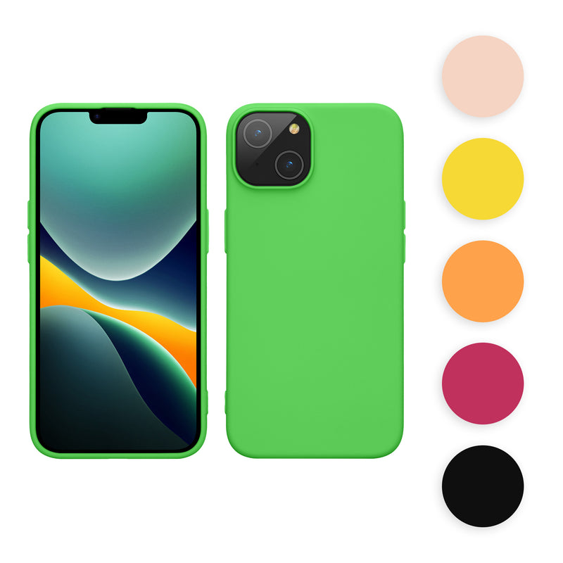 kwmobile Hülle für das iPhone 14 Hülle - weiche gummierte TPU Silikon Handyhülle - stoßfeste Schützhülle für kabelloses Laden - Strahlend Gelb Strahlend Gelb  