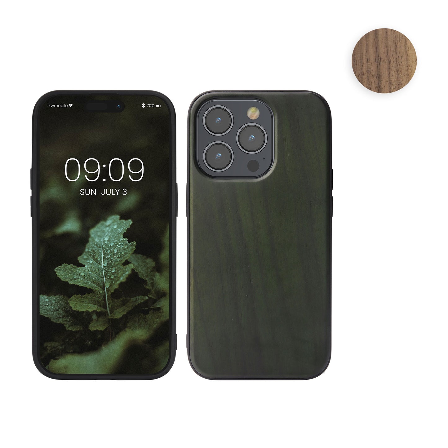 kwmobile Hülle kompatibel mit Apple iPhone 14 Pro Hülle - Holz Case - stoßfestes Handy Cover - TPU Handyhülle in Dunkelbraun Dunkelbraun  