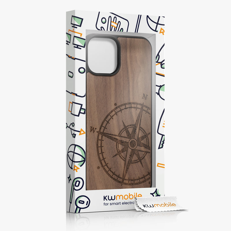 kwmobile Hülle kompatibel mit Apple iPhone 14 Handy Cover TPU Handyhülle Kompass Vintage