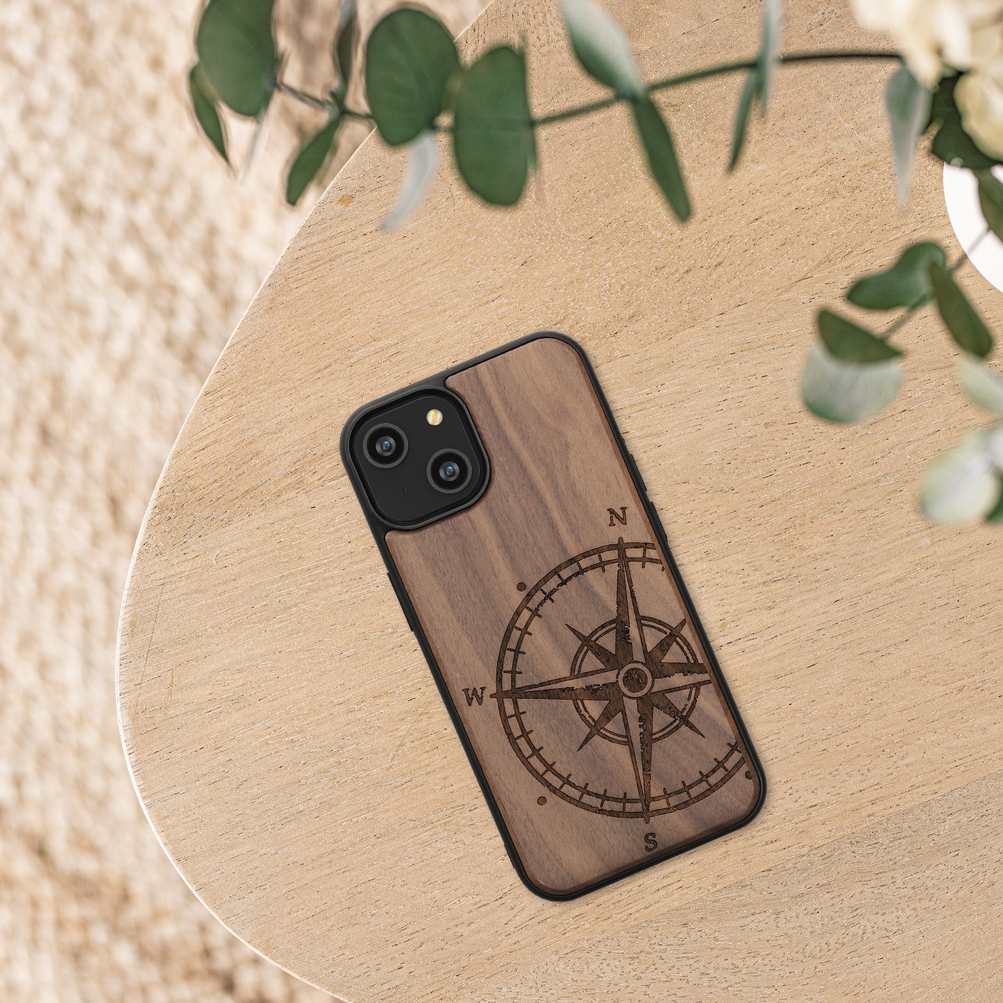kwmobile Hülle kompatibel mit Apple iPhone 14 Handy Cover TPU Handyhülle Kompass Vintage