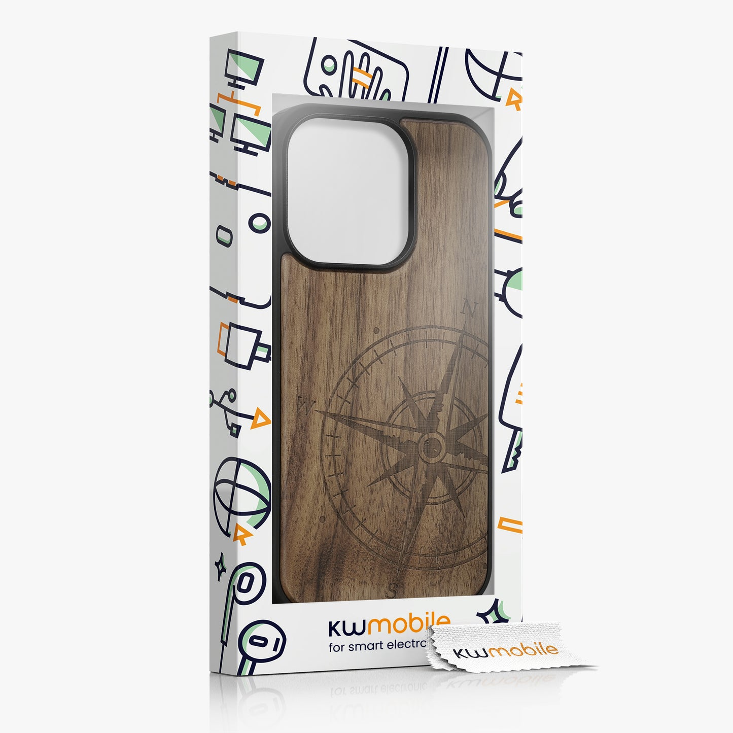 kwmobile Hülle kompatibel mit Apple iPhone 14 Pro Handy Cover TPU Handyhülle Kompass Vintage