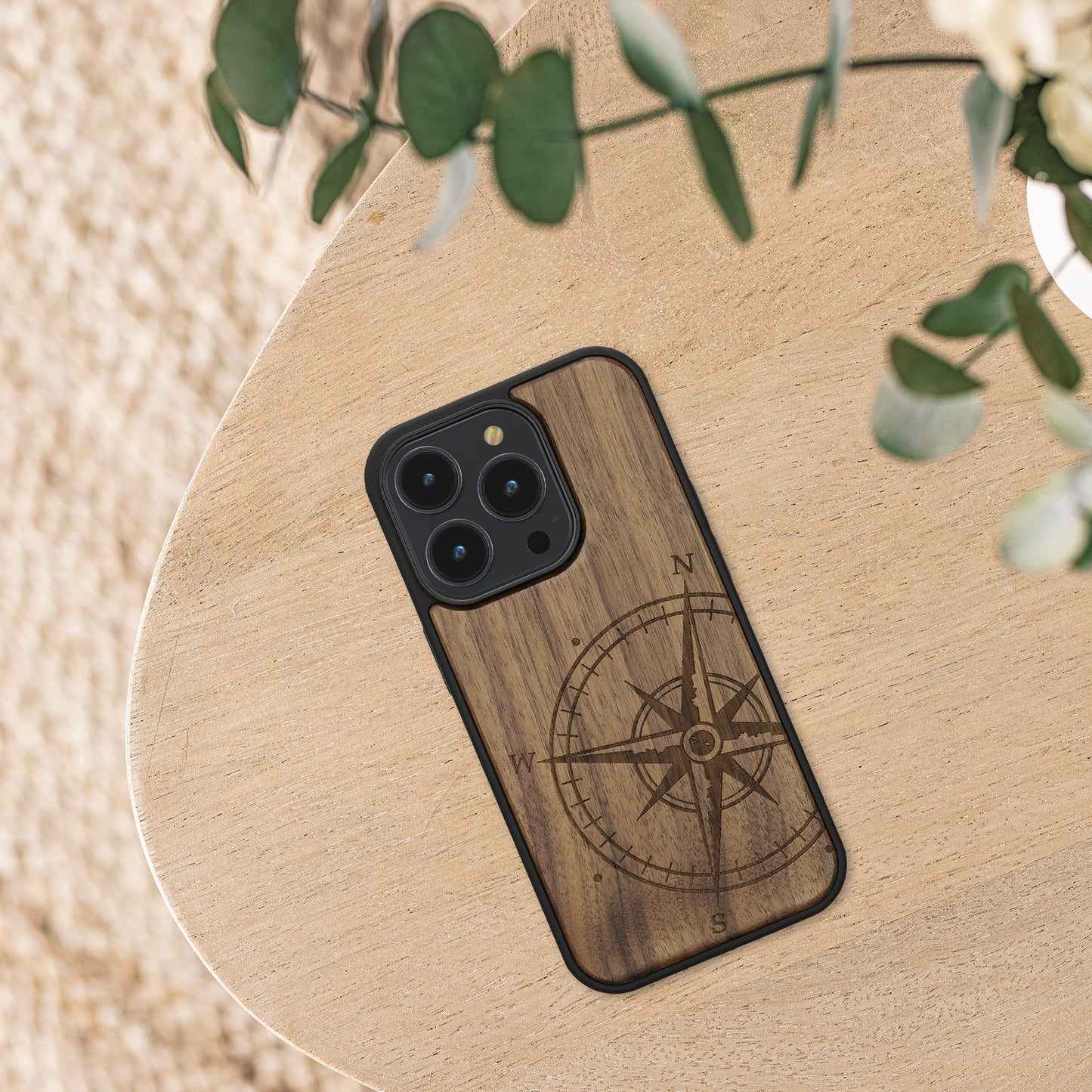 kwmobile Hülle kompatibel mit Apple iPhone 14 Pro Handy Cover TPU Handyhülle Kompass Vintage
