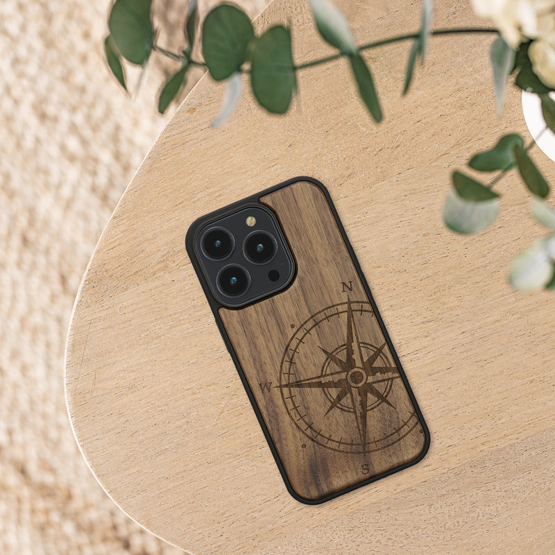 kwmobile Hülle kompatibel mit Apple iPhone 14 Pro Handy Cover TPU Handyhülle Kompass Vintage