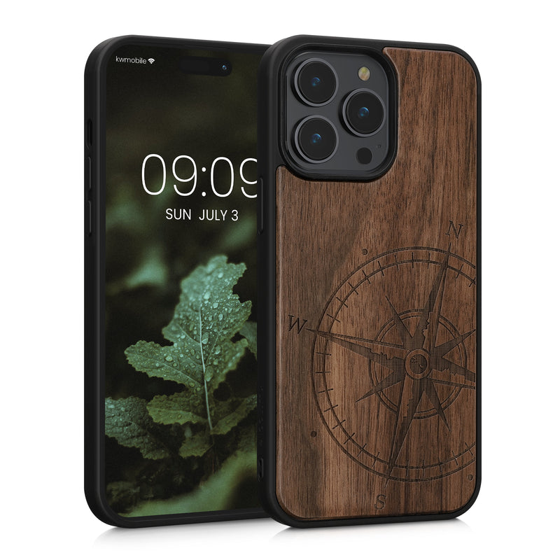 kwmobile Hülle kompatibel mit Apple iPhone 14 Pro Max Handy Cover TPU Handyhülle Kompass Vintage