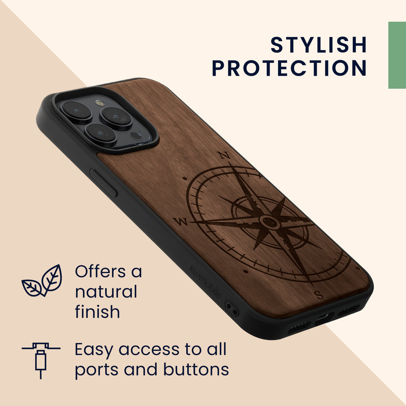 kwmobile Hülle kompatibel mit Apple iPhone 14 Pro Max Handy Cover TPU Handyhülle Kompass Vintage