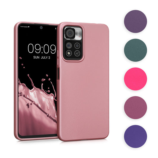 kwmobile Case kompatibel mit Xiaomi Redmi Note 11 Pro+ 5G / Note 11 Pro Plus 5G Hülle - Schutzhülle aus Silikon metallisch schimmernd - Handyhülle Metallic Rosegold Metallic Rosegold  