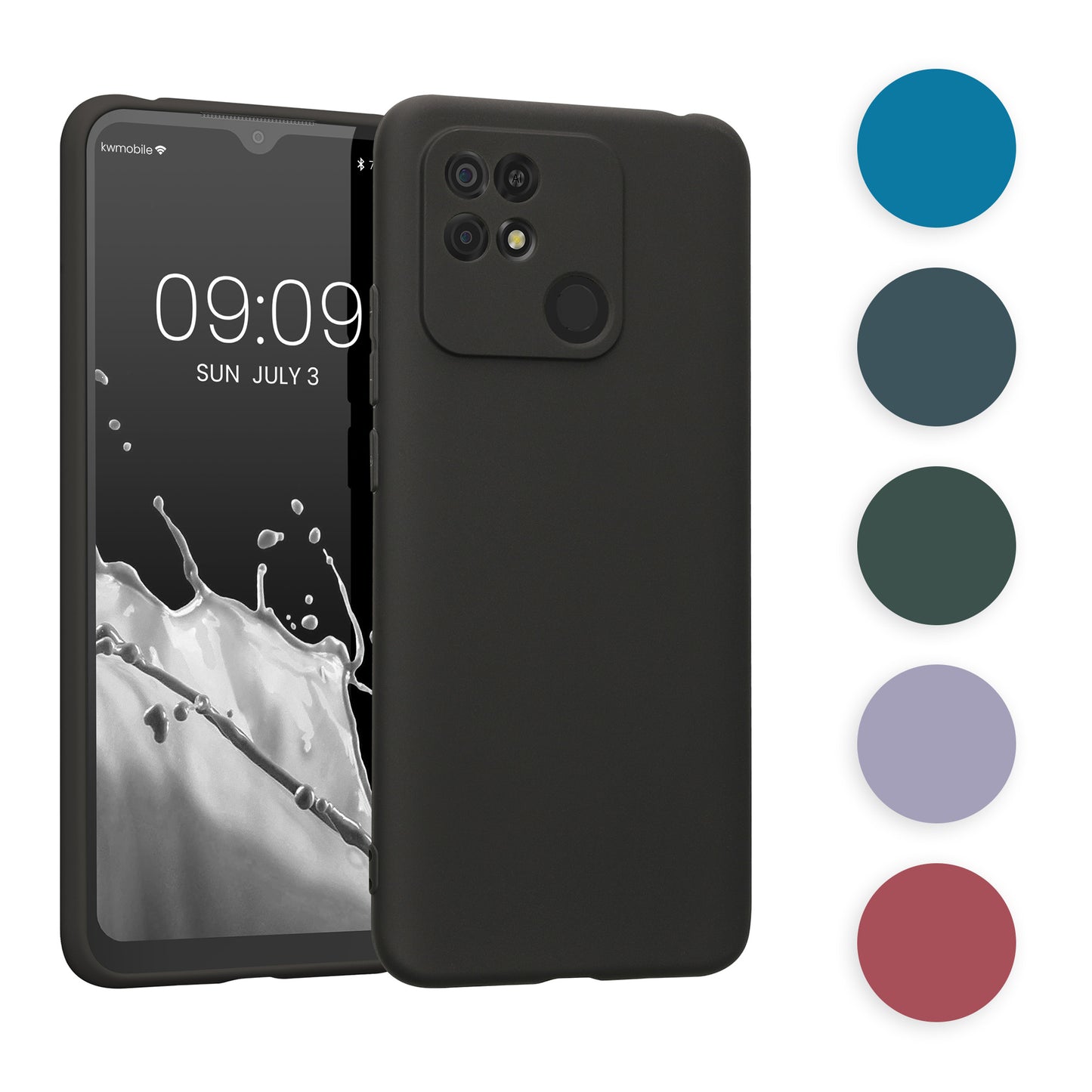 kwmobile Hülle kompatibel mit Xiaomi Redmi 10C Hülle - weiches TPU Silikon Case - Cover geeignet für kabelloses Laden - Schwarz matt Schwarz matt  