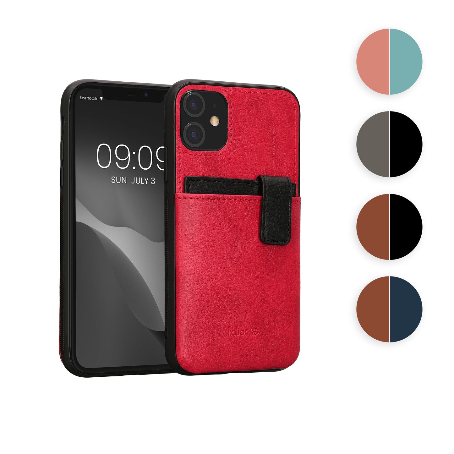 kalibri Hülle kompatibel mit Apple iPhone 11 - Handyhülle Handy Cover - Kunstleder Case mit Kartenfach abnehmbar - Mintgrün Altrosa Mintgrün  