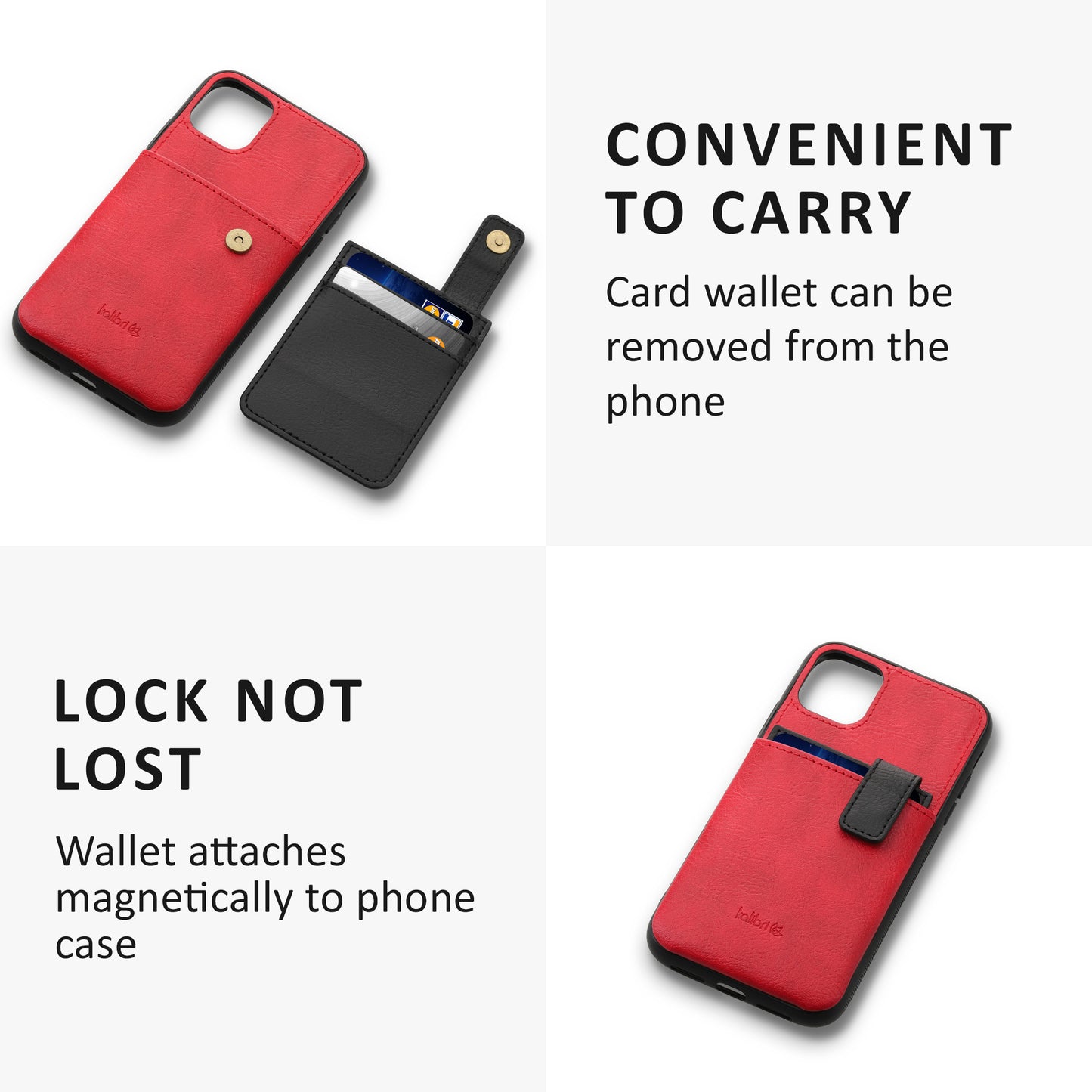 kalibri Hülle kompatibel mit Apple iPhone 11 - Handyhülle Handy Cover - Case mit Kartenfach abnehmbar