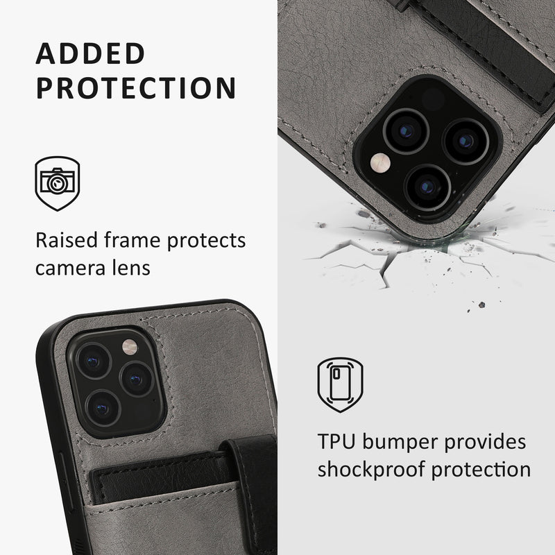 kalibri Hülle kompatibel mit Apple iPhone 12 / iPhone 12 Pro - Handyhülle Handy Cover - Case mit Kartenfach abnehmbar