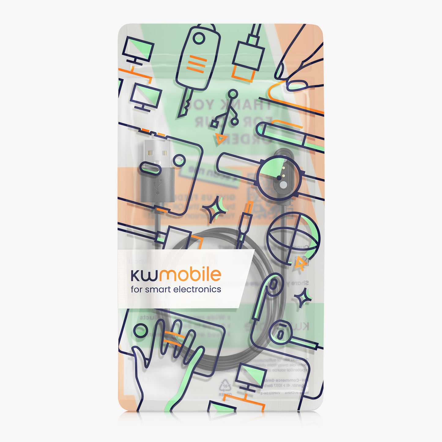 kwmobile USB Kabel Charger kompatibel mit Blackview R30 Pro / R8 / R3 / R3 Pro / X2 / X1 / Letsfit / Fitpolo Ladekabel - Smart Watch Ersatzkabel - Fitnesstracker Aufladekabel