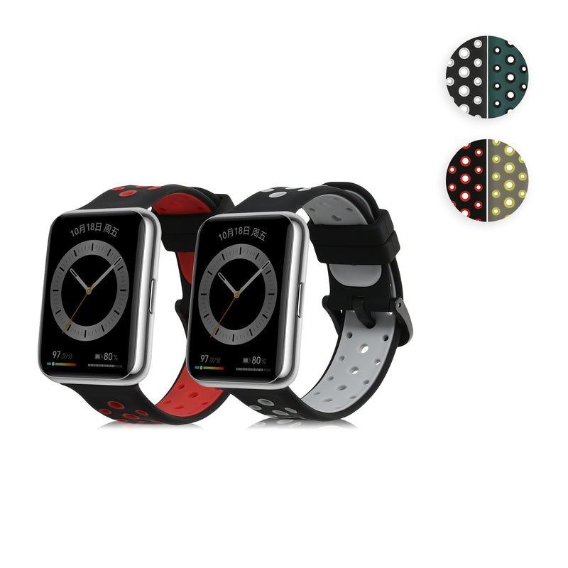 kwmobile 2x Uhrenarmband für Huawei Watch Fit 2 Armband - Fitnesstracker Band Set aus TPU Silikon - Ersatzarmband Smartwatch - Hellblau Beige Hellblau  [dsg05]