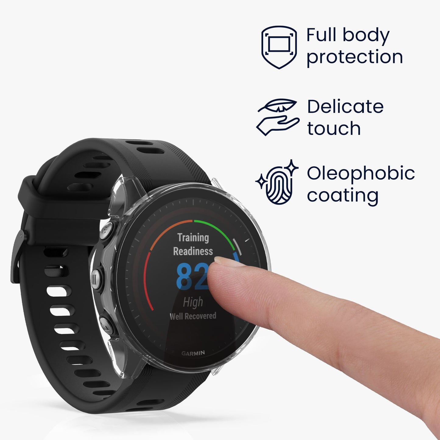 kwmobile Glas Hülle für Garmin Forerunner 955 Solar Schutzhülle Fullbody Fitnesstracker Case Set