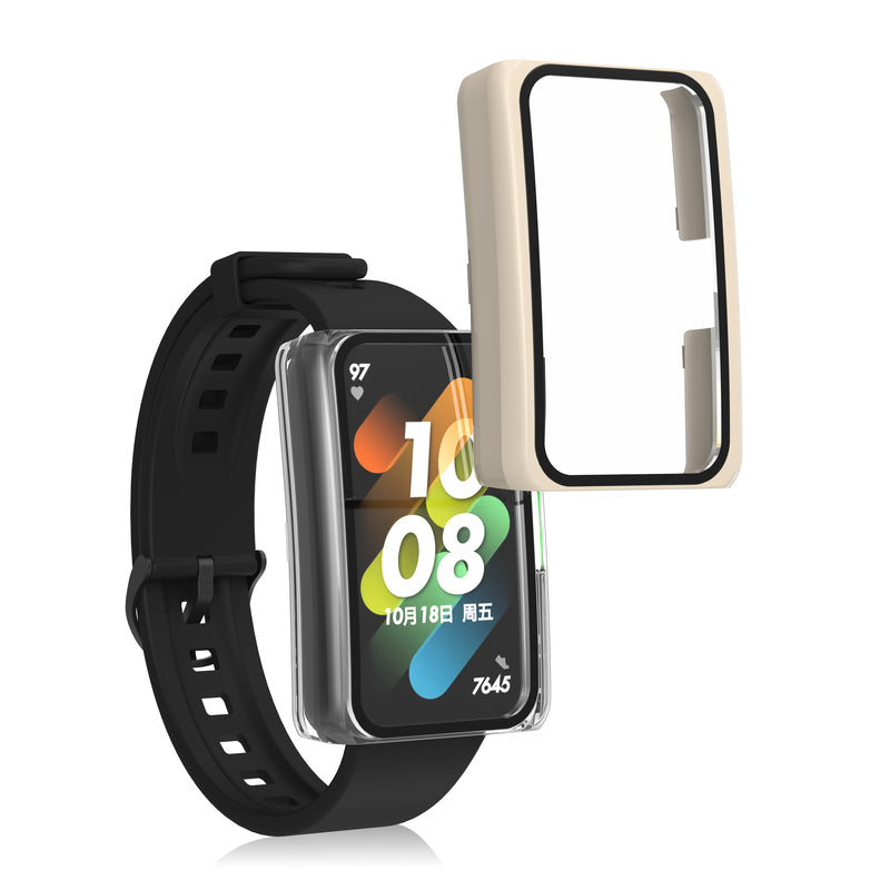 kwmobile Glas Hülle für HONOR Band 7 / Band 6 / Huawei Band 7 / Band 6 Schutzhülle Fullbody Fitnesstracker Case Set