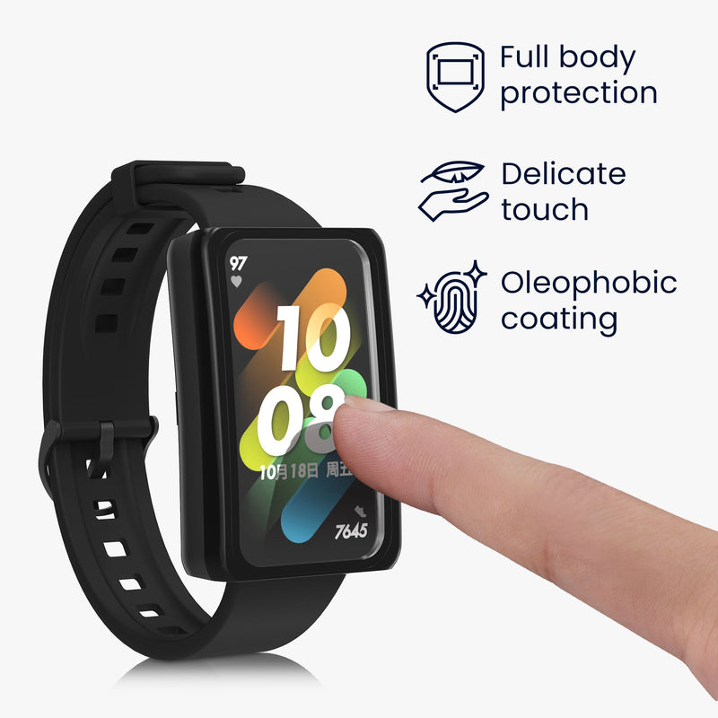 kwmobile Glas Hülle für HONOR Band 7 / Band 6 / Huawei Band 7 / Band 6 Schutzhülle Fullbody Fitnesstracker Case Set