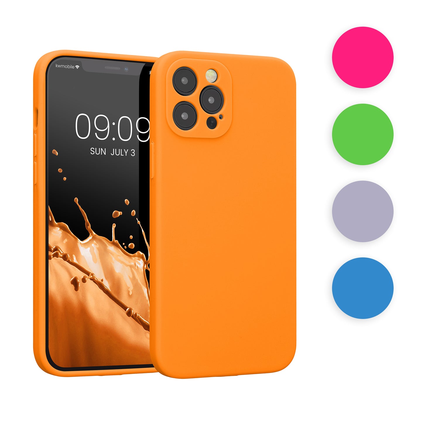 kwmobile Handyhülle kompatibel mit Apple iPhone 12 Pro Max Hülle - gummierte Handy Case aus Silikon in Neon Pink Neon Pink  