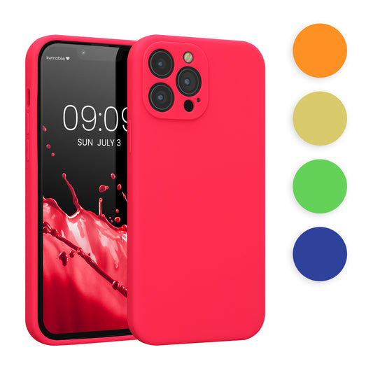 kwmobile Handyhülle kompatibel mit Apple iPhone 13 Pro Max Hülle - gummierte Handy Case aus Silikon in Limettengrün Limettengrün  