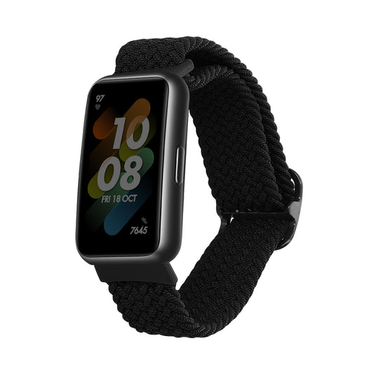 kwmobile Armband kompatibel mit Huawei Band 7 - Nylon Fitnesstracker Sportarmband Band in Schwarz - Innenmaße von 15 - 18,5 cm Schwarz  