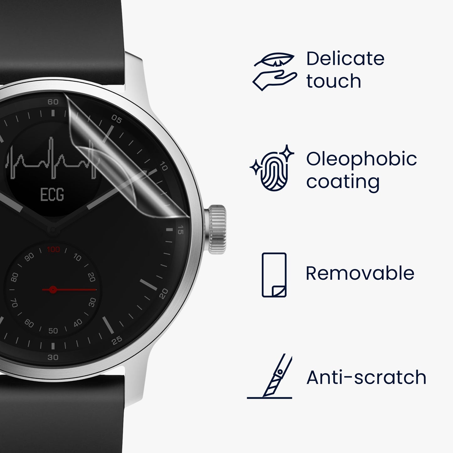 kwmobile Displayschutzfolie kompatibel mit Withings Scanwatch 42mm - Schutzfolie für Fitness Tracker Displayschutz