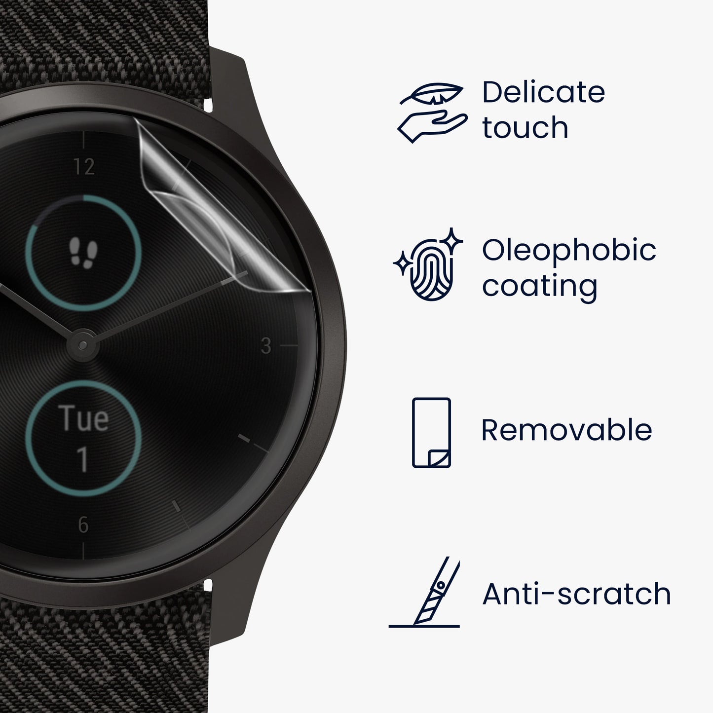 3x Displayschutzfolie kompatibel mit Garmin vivomove Style