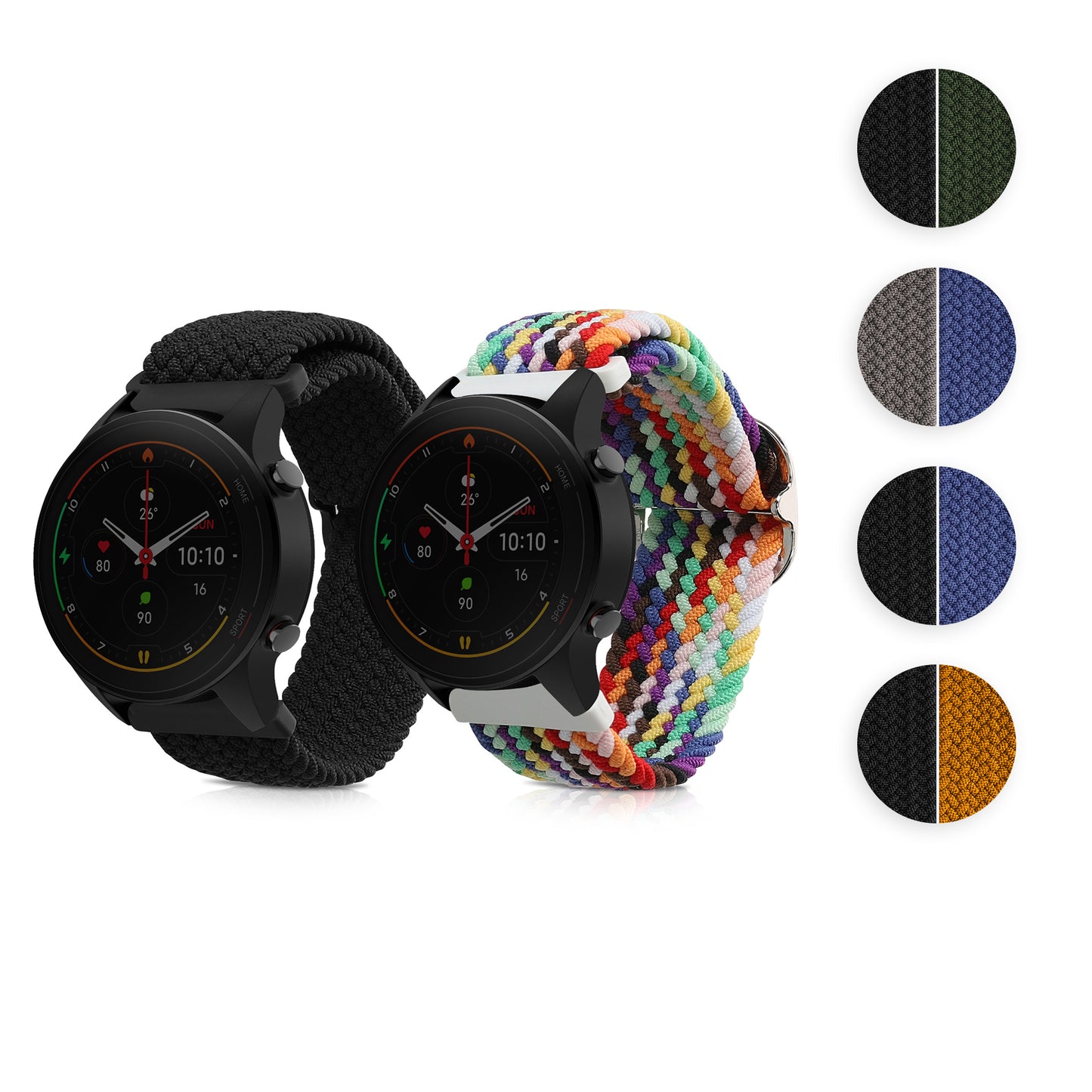 kwmobile 2x Sportarmband kompatibel mit Xiaomi Watch S4/S4 Sport/S3/S2/Watch S1 Active/Redmi Watch 5 Active Armband - Sport Ersatzarmband Set aus Nylon für Fitnesstracker - Schwarz Dunkelblau Schwarz  [dsg04]