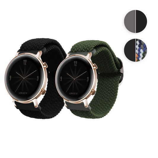 kwmobile Armband kompatibel mit Huawei Watch GT3 (42mm) / Watch GT2 (42mm) / Watch 2 - Nylon Fitnesstracker Sportarmband Band in Schwarz Grün - Innenmaße von 19 - 20 cm Schwarz  [dsg01]