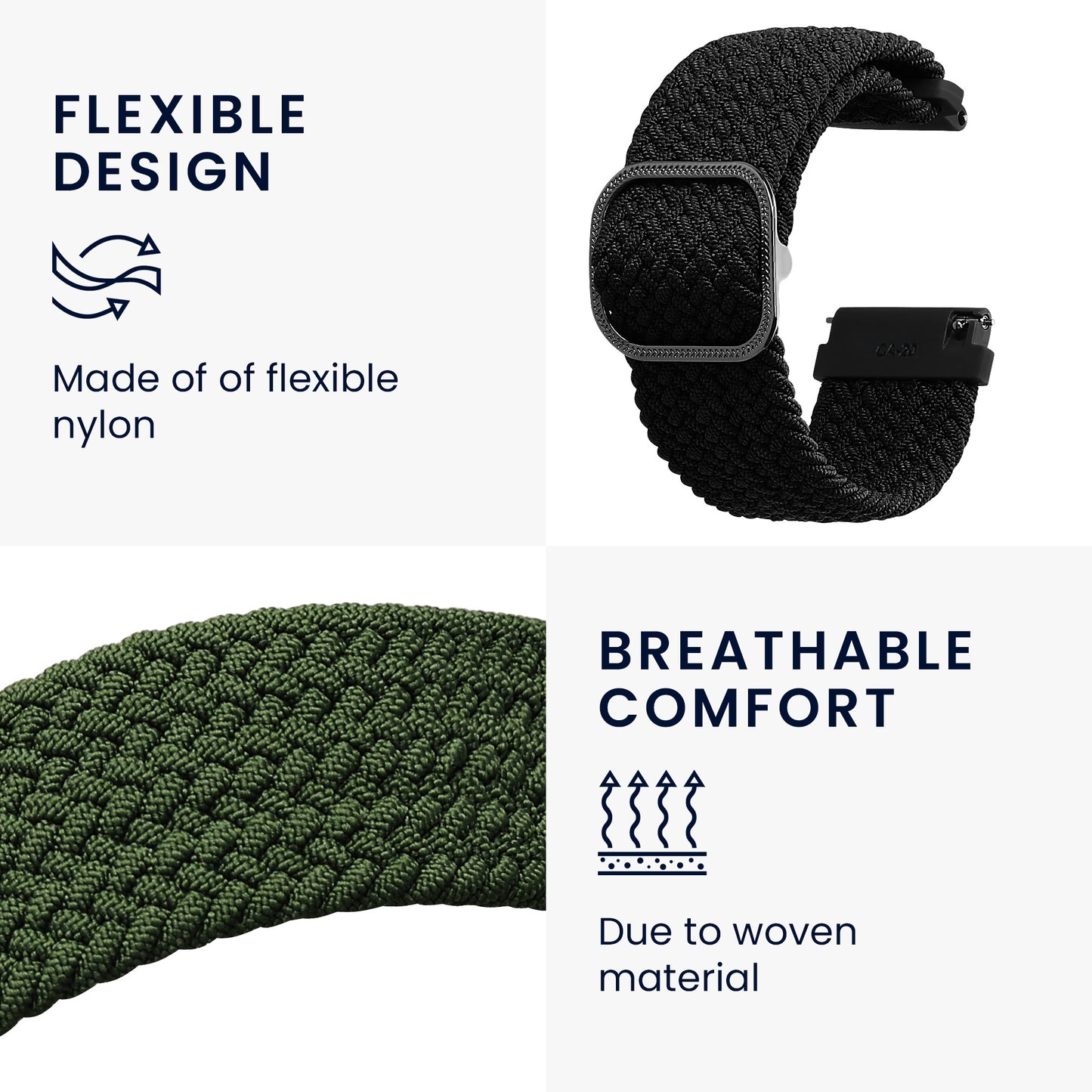 kwmobile Armband kompatibel mit Huawei Watch GT3 (42mm) / Watch GT2 (42mm) / Watch 2 - Fitnesstracker Sportarmband Band - Innenmaße von 19 - 20 cm