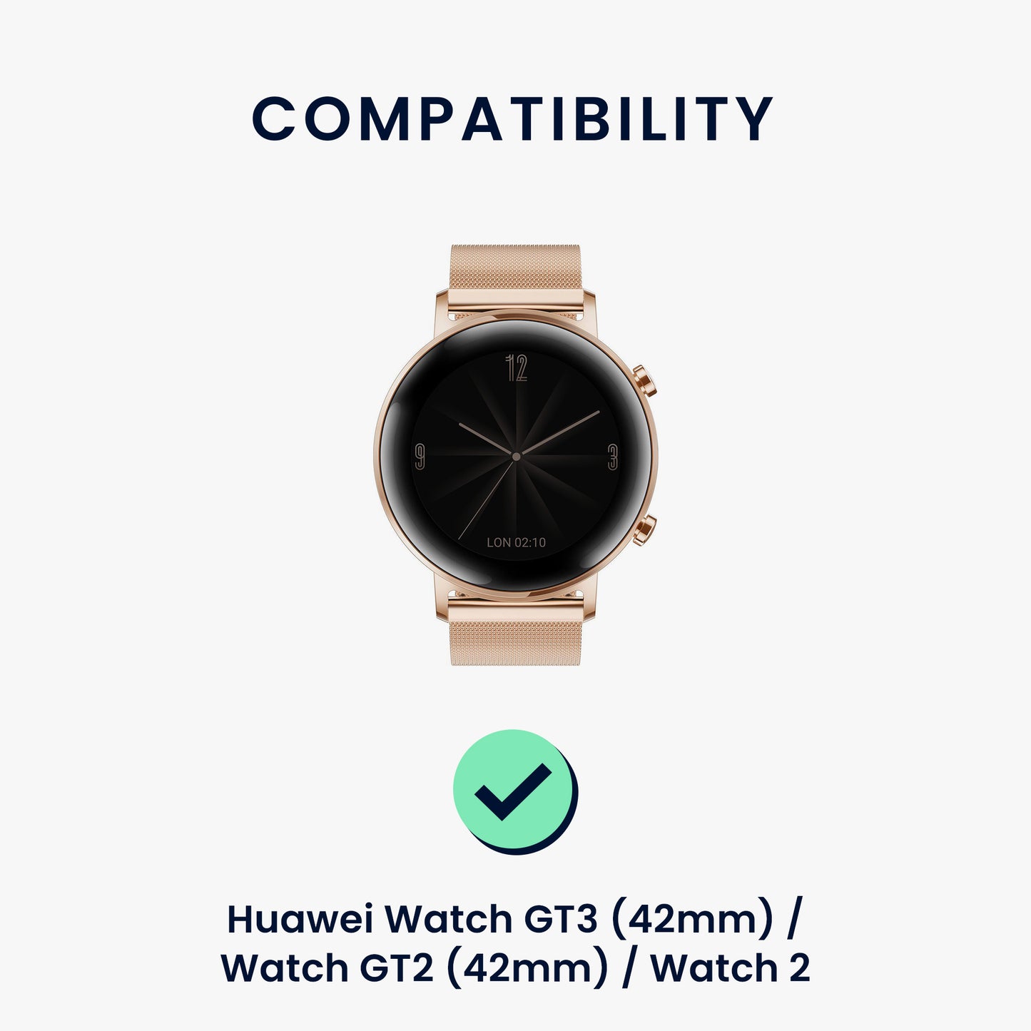kwmobile Armband kompatibel mit Huawei Watch GT3 (42mm) / Watch GT2 (42mm) / Watch 2 - Fitnesstracker Sportarmband Band - Innenmaße von 19 - 20 cm