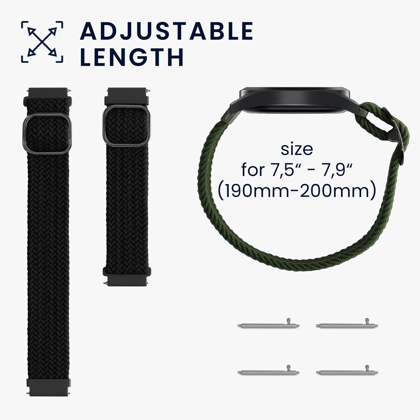 kwmobile Armband kompatibel mit Huawei Watch GT3 (42mm) / Watch GT2 (42mm) / Watch 2 - Fitnesstracker Sportarmband Band - Innenmaße von 19 - 20 cm