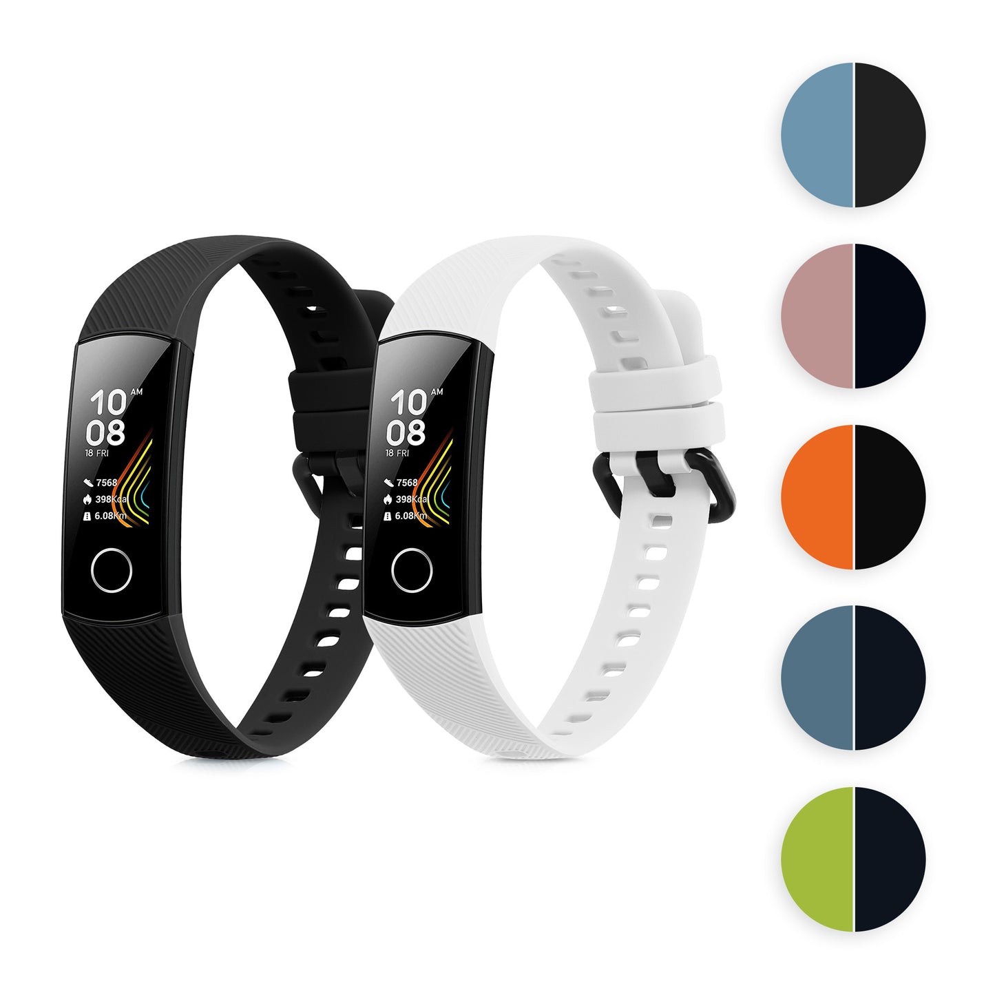 kwmobile 2x Uhrenarmband für HONOR Band 5 / Band 4 Armband - Fitnesstracker Band Set aus TPU Silikon - Ersatzarmband Smartwatch - Schwarz Schwarz  [dsg07]