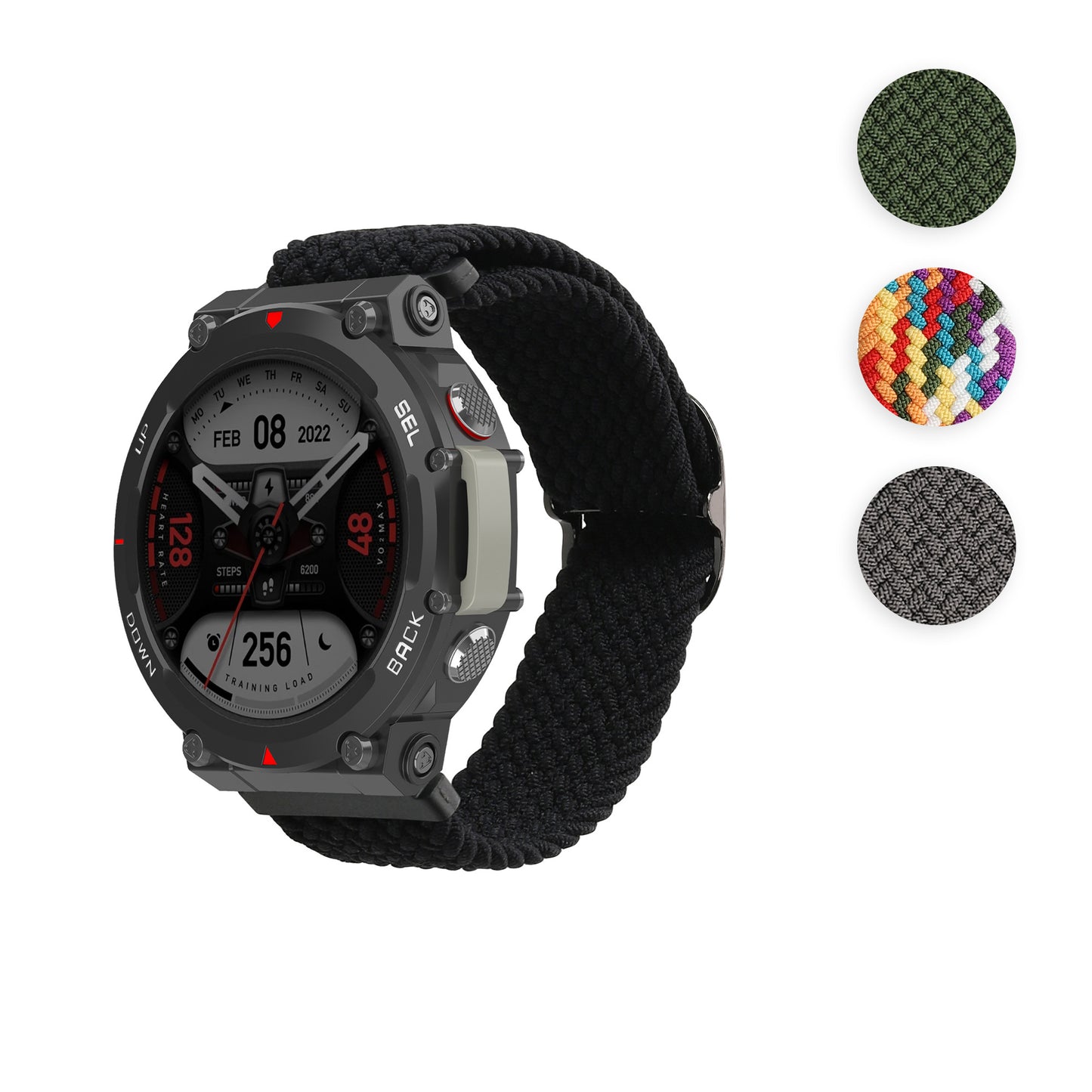 kwmobile Armband kompatibel mit Huami Amazfit T-Rex 2 - Nylon Fitnesstracker Sportarmband Band in Schwarz - Innenmaße von 14 - 22 cm Schwarz  