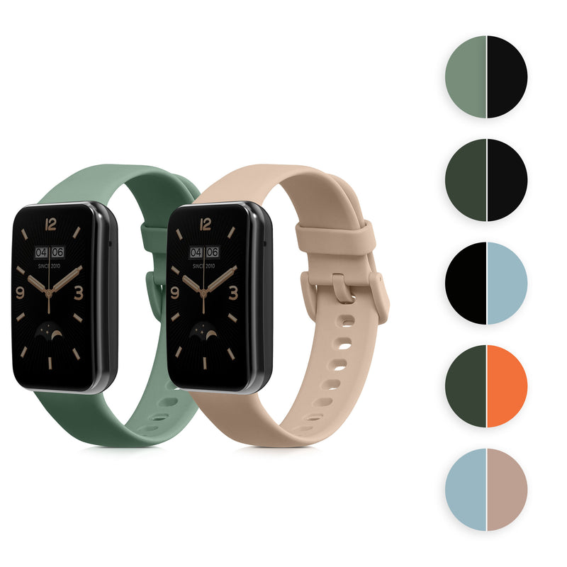 kwmobile 2x Uhrenarmband für Xiaomi Mi Band 7 Pro Armband - Fitnesstracker Band Set aus TPU Silikon - Ersatzarmband Smartwatch - Schwarz Orange Schwarz  [dsg10]