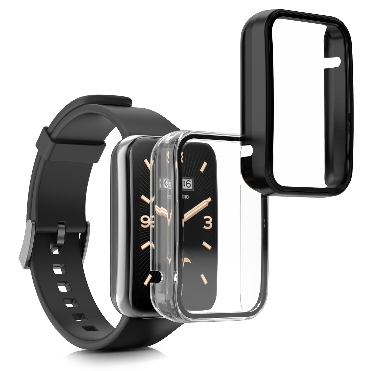 kwmobile Glas Hülle für Xiaomi Mi Band 7 Pro Schutzhülle Fullbody Fitnesstracker Case Set