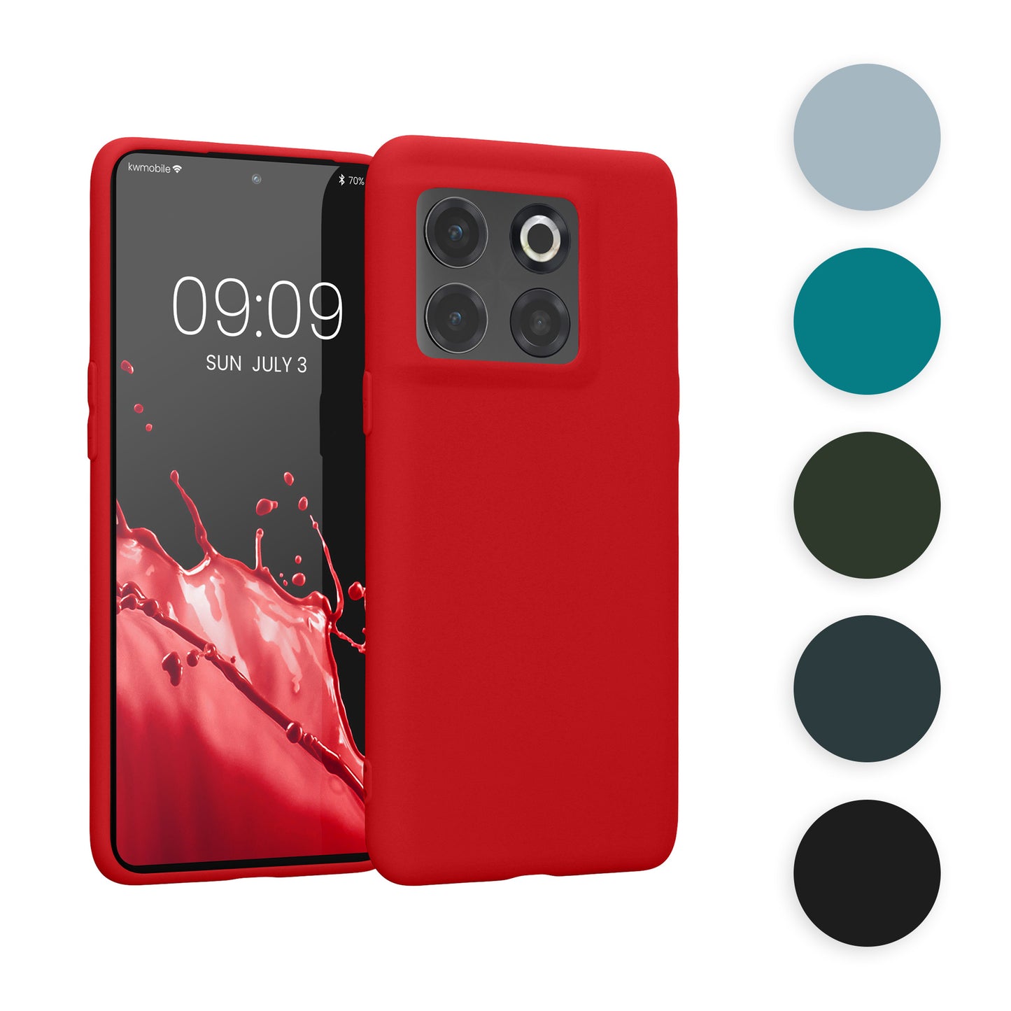 kwmobile Hülle kompatibel mit OnePlus 10T 5G Hülle - weiches TPU Silikon Case - Cover geeignet für kabelloses Laden - Schwarz matt Schwarz matt  