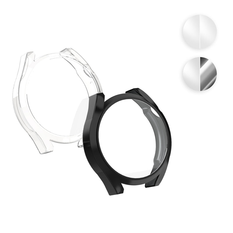 kwmobile 2x Schutzhülle kompatibel mit Huawei Watch GT3 Pro (46mm) Hülle - Fullbody Cover Set aus Silikon - Transparent Silber Transparent  [dsg03]