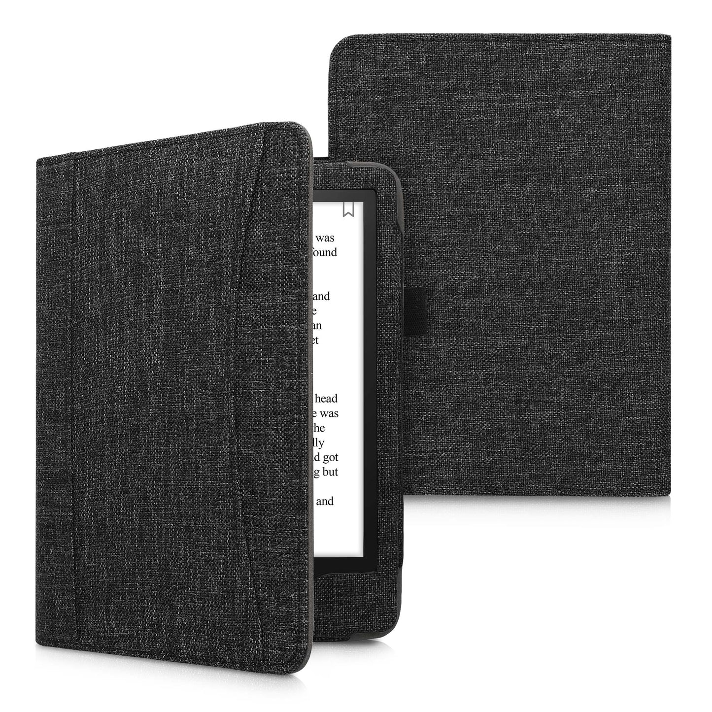 kwmobile Flip Hülle kompatibel mit Amazon Kindle Paperwhite 11. Generation 2021 - Vorderfach Handschlaufe - Dunkelgrau Dunkelgrau  