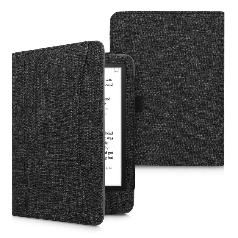 kwmobile Flip Hülle kompatibel mit Amazon Kindle Paperwhite 11. Generation 2021 - Vorderfach Handschlaufe - Dunkelgrau Dunkelgrau  