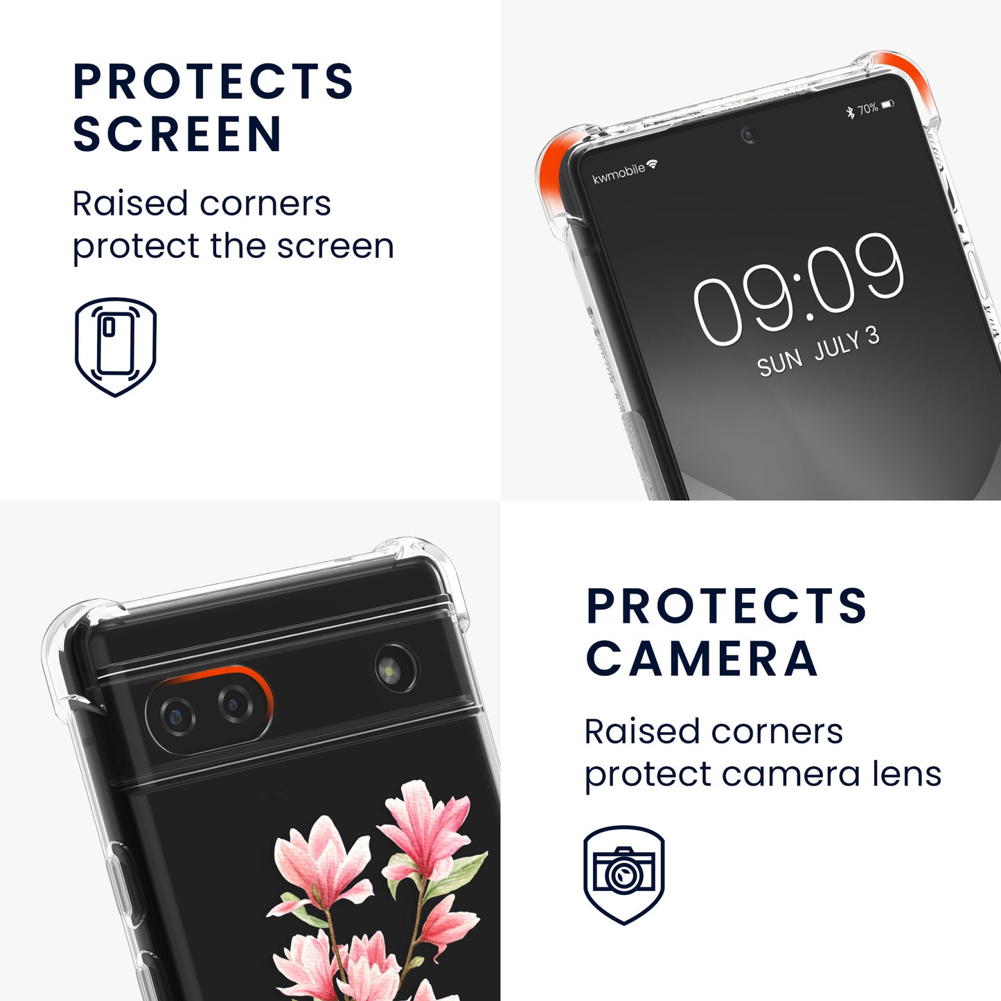 kwmobile Necklace Case kompatibel mit Google Pixel 6a Hülle Silikon Cover mit Handykette Kirschblütenblätter